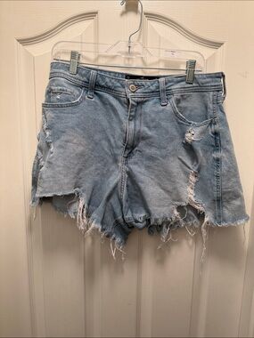 Hollister High-Rise Distressed Denim Shorts - Light Blue